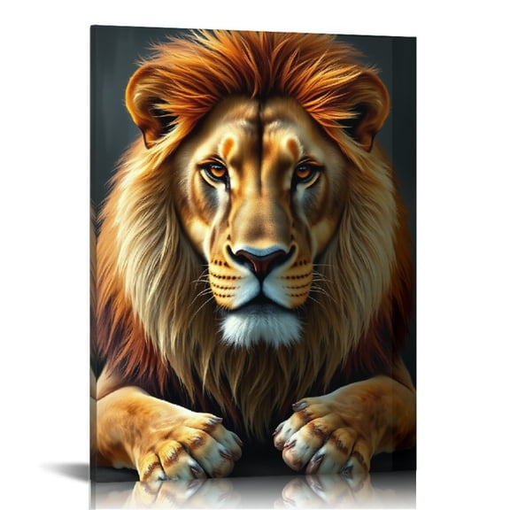 RKSupls Realistic Male Lion Canvas Wall Art, Canvas Prints Wall Art for Living Room Bedroom Entryway Office, Art Print Painting for Home Decor