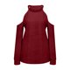 thumbnail image 4 of Mujeres Casual O-cuello fuera del hombro Color sólido Hollow Out Blusa de manga larga Camisa Tops Pompotops  gfhjh3371, 4 of 6