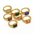thumbnail image 2 of K-KED Light Luxury Rectangular Zircon Croissant Twisted Spiral Rings Size 6-10-6-Green, 2 of 8