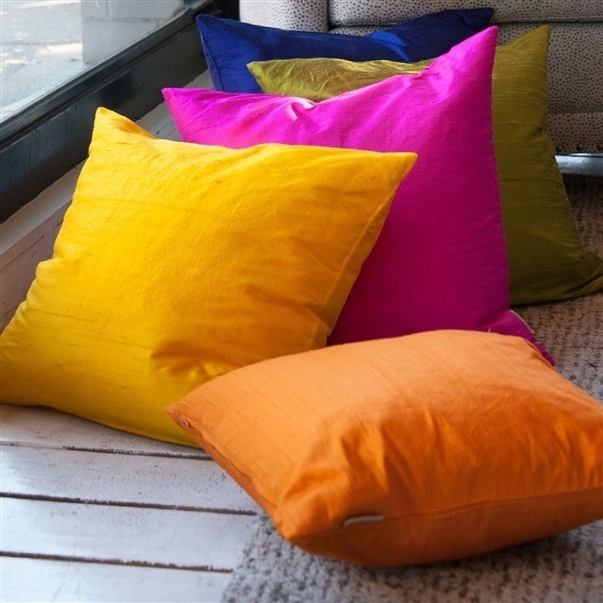 Pillow Decor Sankara Black Silk Throw Pillow 16x16 Dupioni Cushion Cover