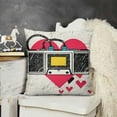 thumbnail image 2 of YINGXI  Retro Decorative Throw Pillow Case, I Love Nineties Memphis Style Nostalgic Arrangement with Greyscale Lines Background, Couch Bedroom Living Room Cushion Cover,Multicolor 18x18in, 2 of 5