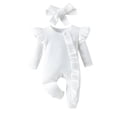 thumbnail image 3 of Baby Bodysuits Unisex Bodysuit Boys Girls Clothes Newborn Baby Girl Ruffle Long Sleeves Corduroy Romper Bodysuit,corduroy romper 6-12 Months, 3 of 9