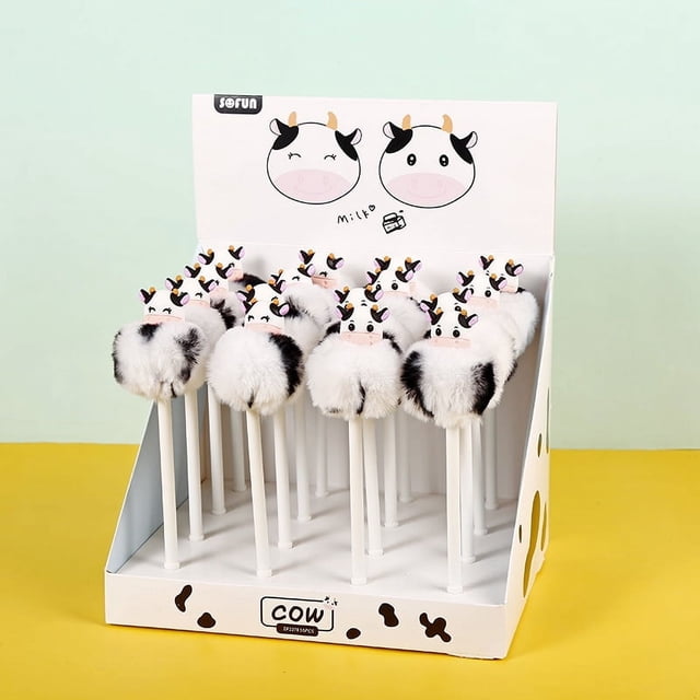 Bolígrafo de gel con forma de vaca, material de oficina, bolígrafo de peluche, bolígrafo de agua para exámenes de estudiantes