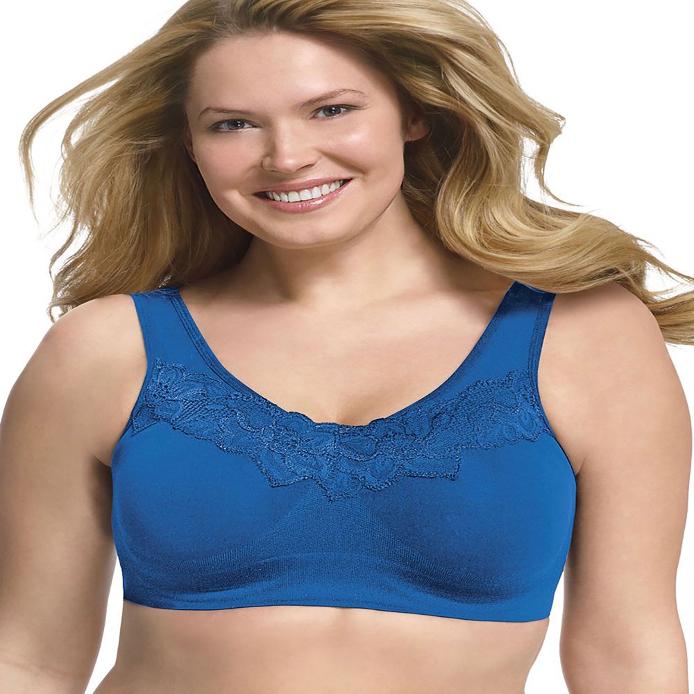 Just My Size Just My Size Comfort Wirefree Bra Lace Trim & Back Close