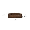 thumbnail image 3 of HomeRoots 490999 98 in. Brown Top Grain Leather & Black Sofa, 3 of 5