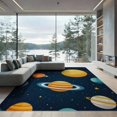 thumbnail image 2 of ODIKA 6'x9' Washable Area Rug Playroom Chart Rocket Ship Galaxy Motifs Science Theme Classroom for Queen Size Bedroom, Under Bed, Master Suite, Easy Care, Non-Shedding, 2 of 7