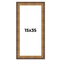 15x35 Frame Vintage Gold Solid Wood Picture Frame | 2.5 Inch Moulding Width | Ornate Bronze Museo