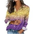 thumbnail image 2 of Wowcloth Women's Long Sleeve Satin Blouse, Button-Front with Notched Collar, Carnival Theme for Party and Daily Wear, 2 of 5