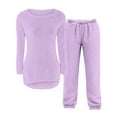 thumbnail image 5 of Dakiuu Girls Boys Fleece Pajamas Set Soft Cozy Fuzzy Plush Pullover Sweatshirt Pants Outfit for Kids Long Sleeve Top Pant Sleepwear Loungewear Purple 15-16 Years (170), 5 of 6