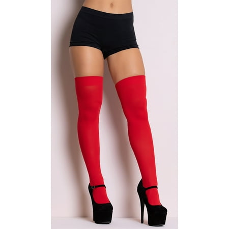 

Fun World Women s Opaque Thigh Highs Red One Size Fits Most
