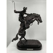 American Handmade Bronze Sculpture Statue Bronco Buster By Frederic Remington medium size 13"H x 10"L x 5"W