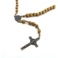 thumbnail image 3 of CatholicCrossRosaryNecklace,NaturalWoodPrayerBeadsWithMedalCross, 3 of 4