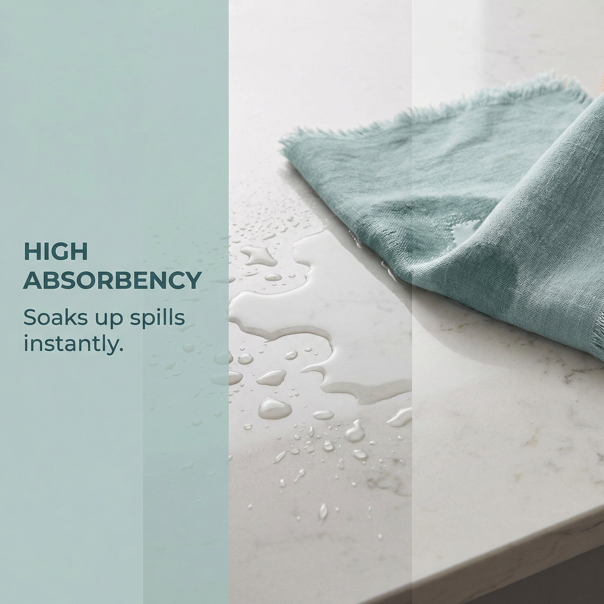 Unique Bargains Cotton Linen Absorbent Kitchen Towels 4 Pack Light Green/Blue 18" x 18"