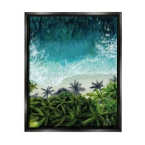 Stupell Industries Aerial View Tropical Beach Nature Painting Black Floater Framed Art Print Wall Art, 25 x 31