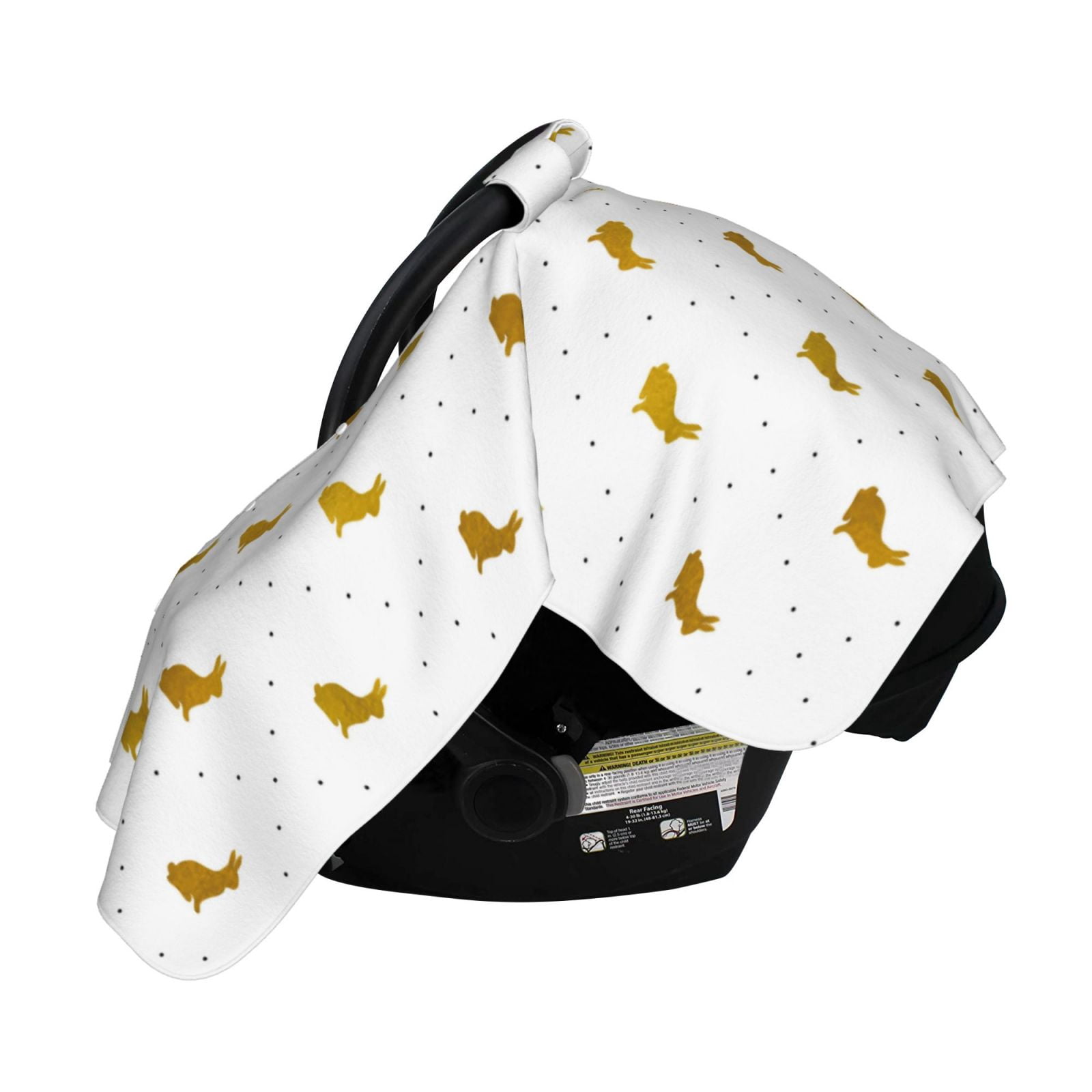 Naloa Gold Rabbit Baby Car Seat Cover, Breathable Baby Carrier Cover, Multiuse Baby Carrier Cover & Nursing Breastfeeding Cover