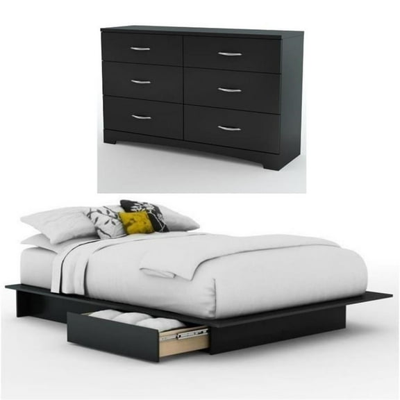 Home Square 2-Piece Set with Queen 2-Drawer Storage Bed 6-Drawer Double Dresser