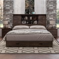 thumbnail image 7 of VanAcc King Size Wooden Platform Storage Bed Frame with 51.2" Wood Bookcase Headboard(Brown), 7 of 7
