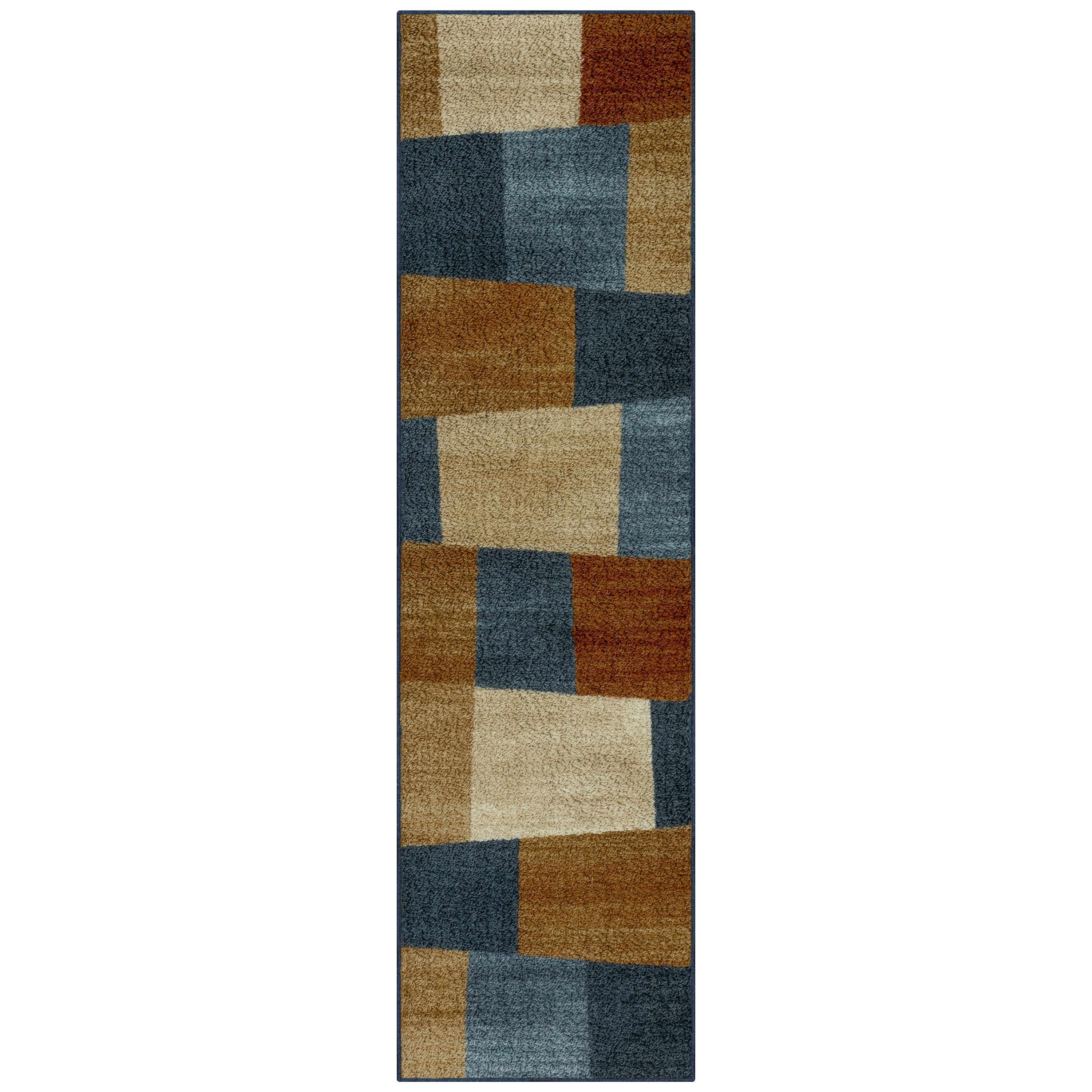 Mainstays Geometric Warm Blocks Multicolor Indoor Hallway Runner Rug, 2