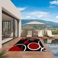 thumbnail image 3 of Black Red Outdoor Rug for Patio/Deck/Porch, Non-Slip Large Area Rug 5 x 8 Ft, White Circle Geometric Abstract Texture Indoor Outdoor Rugs Washable Area Rugs, Reversible Camping Rug Carpet Runner, 3 of 8