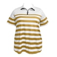 thumbnail image 4 of Kezqiaxn Womens Plus Size Tops Striped Short Sleeve Collared Work Shirts with Zipper Business Dressy Work Blouses, 4 of 5