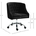 thumbnail image 3 of Meridian Furniture Arden Swivel Adjustable Black Velvet and Chrome Office Chair, 3 of 12