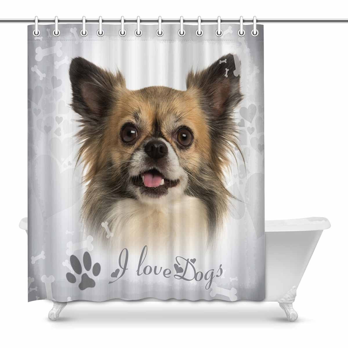 Pop Chihuahua Dog Bathroom Decor Shower Curtain Set 60x72 Inch Pop Chihuahua Dog Bathroom Decor Shower
