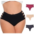 thumbnail image 2 of Fengactive Womens Plus Size High Rise Seamless Thong Panties Side Cutout Detail Breathable Underwear Women, 2 of 7