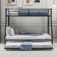 thumbnail image 2 of Bunk Bed with Two-Side Ladders, Twin over Full Bed with Sturdy Steel Frame, Metal Bunk Bed with Twin Size Trundle for Apartment Bedroom Dormitory, No Box Spring Needed, Black, 2 of 7