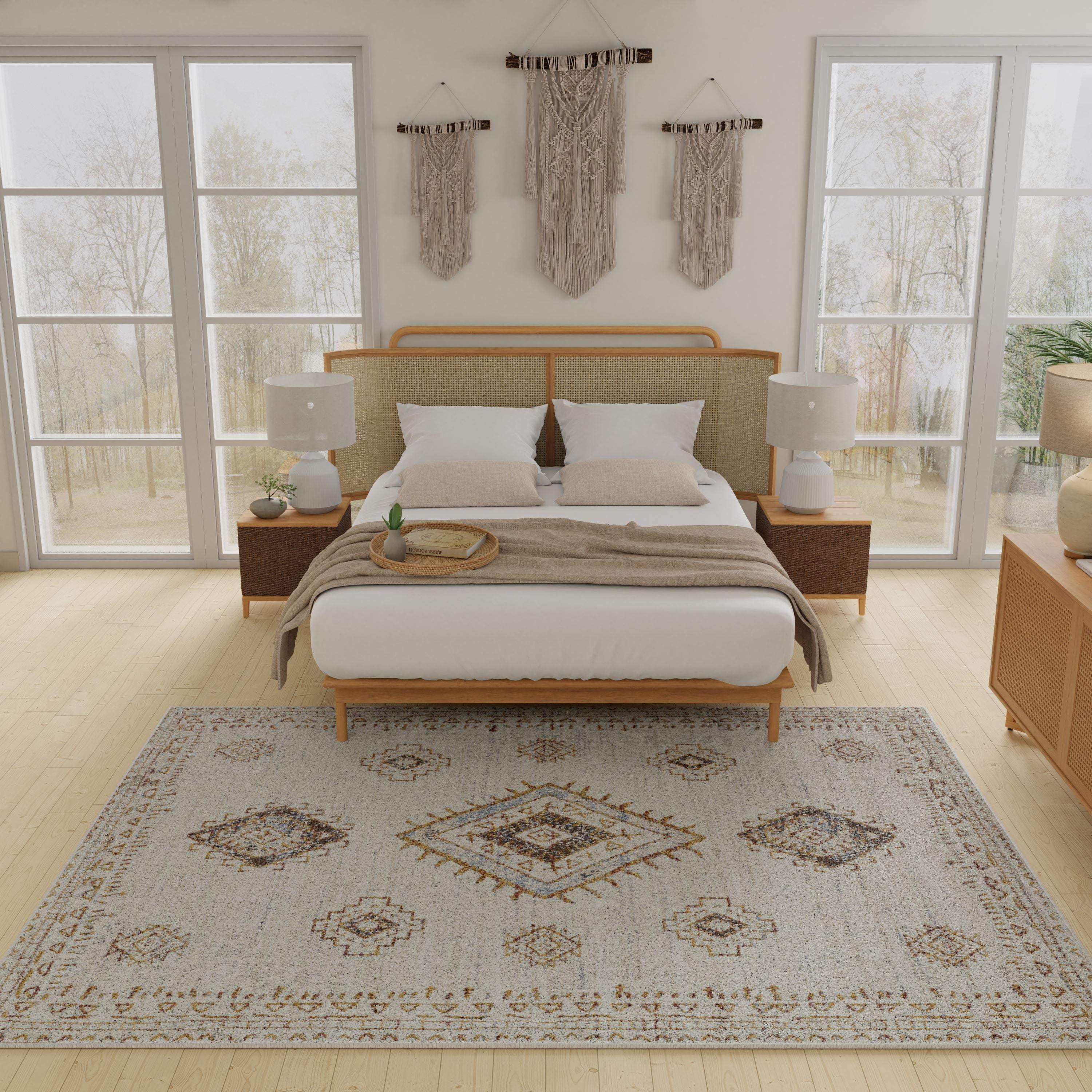 Loomaknoti Alsbrooke Temarnie 3' x 5' Ivory Tribal Indoor Accent Rug