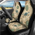 thumbnail image 2 of KUIFORTI Bohemian Flowers Car Seat Covers 14 Pieces with Auto Center Console Armrest Pad Steering Wheel Cover Seat Belt Pads Cars Headrest Cover Washable for Cars SUV Sedan, 2 of 7