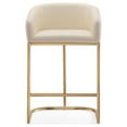 thumbnail image 2 of Maklaine Faux Leather Bar Stool Chair in Cream With Semi-circle Seat & Footrest, 2 of 5