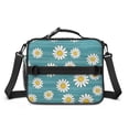 thumbnail image 2 of Daisy Pioneer Flower Green Pattern Insulated Lunch Bag with Shoulder Strap and Bottle Holder,Bento School Lunch Bag Box,11x9.5x3.5 Inches, 2 of 5