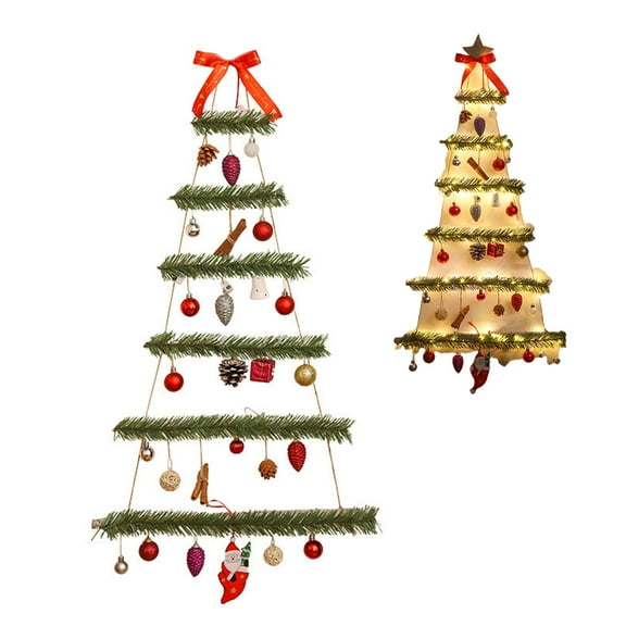 Taplcvy-Wall Mounted Christmas Tree New Year Festive Home Decor Christmas Tree with Pendants Colorful Easy to Install