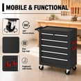 thumbnail image 5 of Memoryfield Metal Rolling Tool Chest with 5 Drawers, Portable Tool Storage Cabinet with Lock & Hooks, Tool Cart Organizer for Garage Workshop, Black, 5 of 8