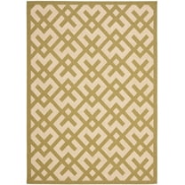 SAFAVIEH Courtyard Alvin Geometric Indoor/Outdoor Area Rug, 4' x 5'7", Beige/Green