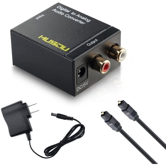 Musou Digital Optical Coax to Analog RCA Audio Converter Adapter with Fiber Cable