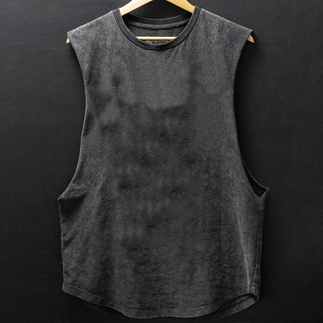 pstuiky Camisetas sin mangas para hombre, Blusa deportiva sin mangas con cuello redondo y estampado de letras para hombre Chaleco de hombre xl