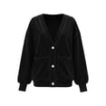 thumbnail image 5 of jiaxiM Sweatshirt for Women Terry Cloth V Neck Button Down Cardigan Long Sleeve Sweatshirt Jacket Dual Side Pockets Casual Loungewear Transitional Layering Top Spring Fall Daily Outfit, 5 of 6