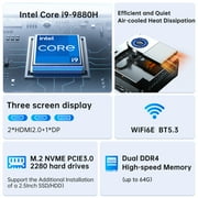 Thdeukoty Mini PC,Intel Core i9-9880H(up to 4.8GHz) With 16GB RAM 512G PCIE3.0 NVME SSD Mini Desktop Computers, Windows 11 Pro/ WIFI6E/2x2.5G RJ45 LAN/Triple Screen 4k60hz Display