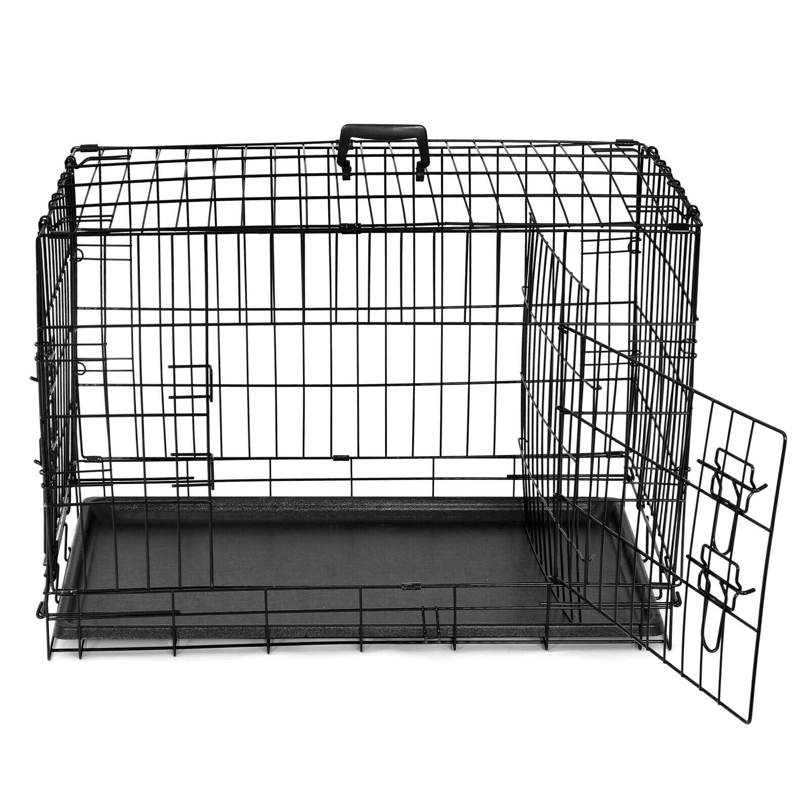 Favory Large Dog Crate Dog Kennel Cage with Double Door, Folding Metal Wire Dog Cage with Removable Tray&Divider Panel,Pet Crate for Large Dogs,Black