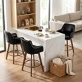thumbnail image 4 of WOOW DEPOT 25" Swivel Bar Stools Large Seat Set of 1, Upholstered PU Leather w/ High-Back & Arm & Rubberwood Legs, Modern Island Counter Barstools Kitchen Pub Chair, 4 of 13