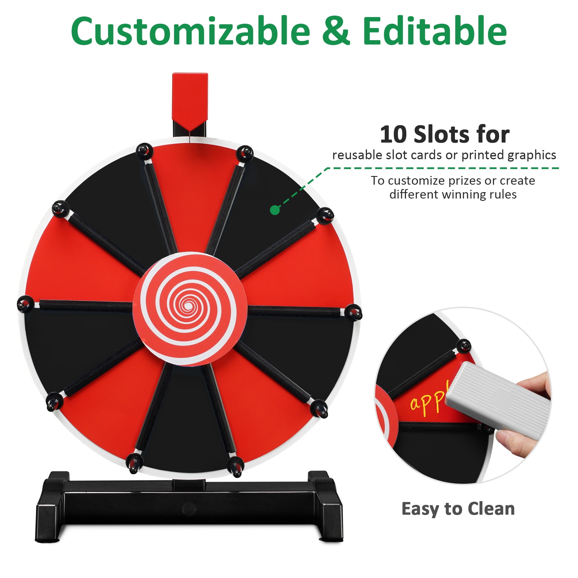  Spin The Wheel 11.81 Inch 10 Slots Spinning Wheel Game