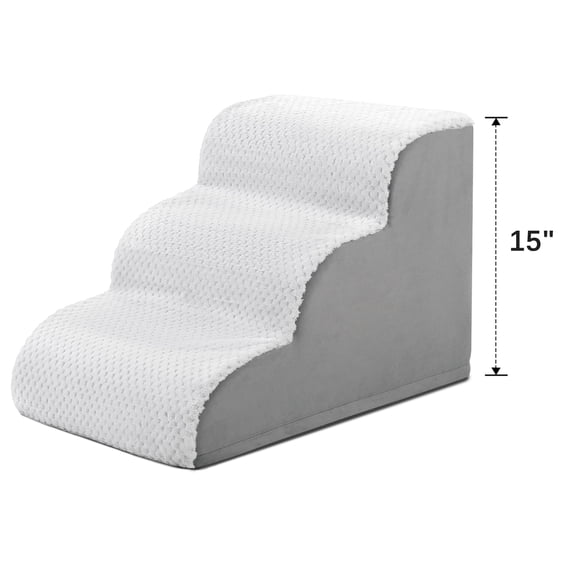KSIIA Dog Steps for Small Dogs and Cats, 3-Step Pet Stairs for Couch with Anti-Slip Washable Cover and Durable High Density Foam
