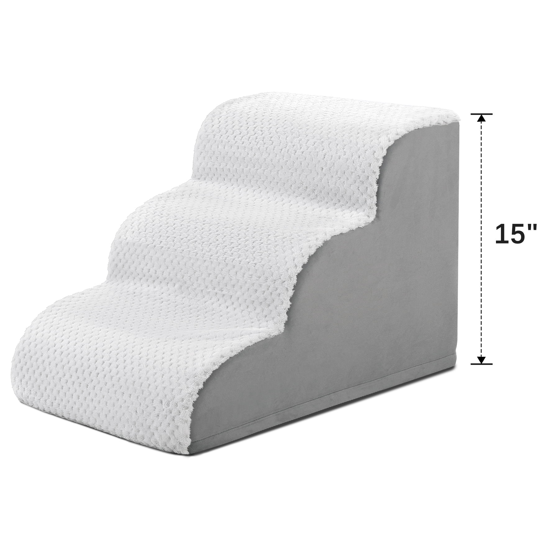KSIIA Dog Steps for Small Dogs and Cats, 3-Step Pet Stairs for Couch with Anti-Slip Washable Cover and Durable High Density Foam