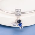 thumbnail image 3 of 925 Sterling Silver Blue Heart CZ Astronaut Dangle Charm for Bracelet Charms Bangle Pendant Jewelry, 3 of 3