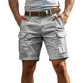thumbnail image 2 of CCRFTGI Mens Cargo Shorts Belt Shorts Relaxed Fit Casual Summer Hiking Shorts with Multi Pockets Light Gray S, 2 of 6
