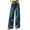 #0070-Dark Blue, variant on Women's Denim Capris High Waist Floral Print Wide Leg Loose Jeans Straight Denim Pants for Daily Casual Weekend Outing