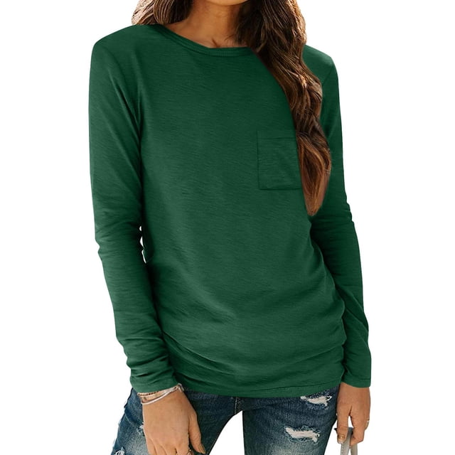 RXIRUCGD Haut Ample à Manches Longues et Col Rond pour Femmes, Vert, Taille : TG