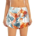 thumbnail image 2 of Susaid Three Goldfish Watercolor Splash Print Women's High Waisted Running Shorts Quick Dry Athletic Gym Track Workout Shorts Zip Pocket-X-Large, 2 of 7