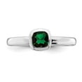 thumbnail image 4 of Sterling Silver Cushion Cut Cr. Emerald Ring, 4 of 5
